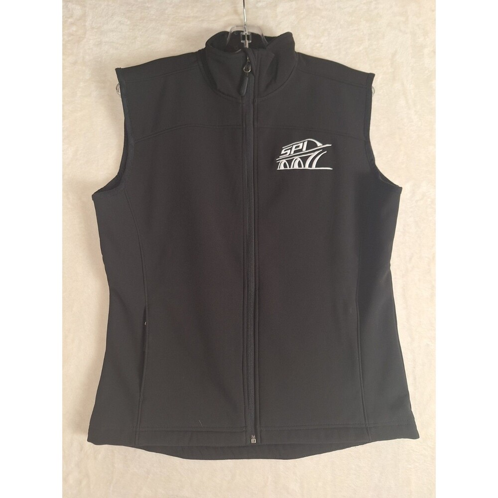 Fossa Black Vest Unisex Large SPI Logo Sleeveless Jacket Zip Mock Neck Pockets